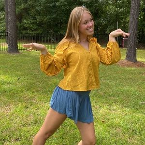 Ellison Mustard Blouse NWOT Size Small